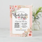 シックモダンバチェロレッテエレガントピンクの花 招待状 (スタンド正面)