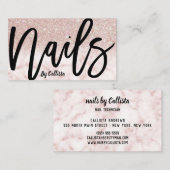 シックモダンバラ金ゴールドグリッター大理石爪、 ネイルテック 名刺 (正面/裏面)