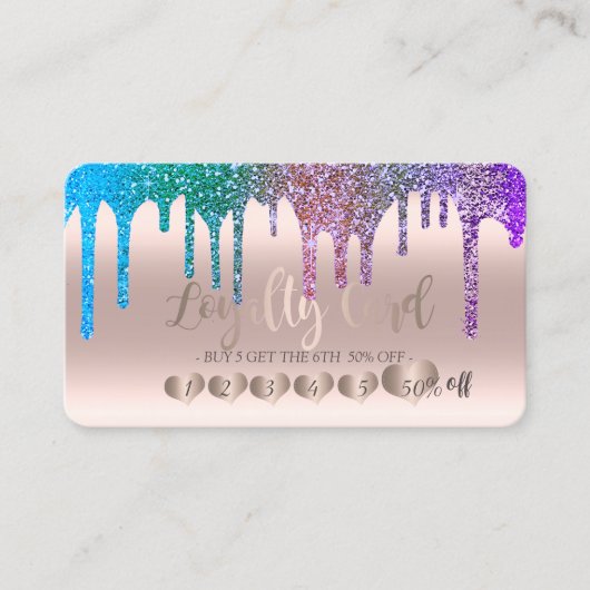 シックモダンバラ金ゴールドハートレインボーグリッタードリップ ロイヤリティカード (正面)