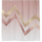 シックモダンバラ金ゴールドピンクシェブロングラデーション シャワーカーテン (正面)