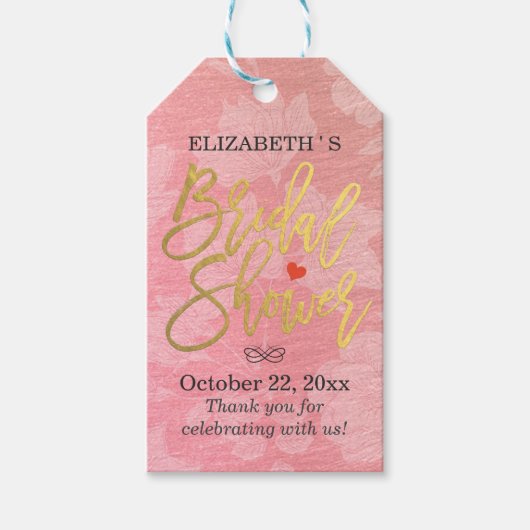 シックモダンバラ金ゴールドフローラサンキューギフトラベル ギフトタグ (正面)