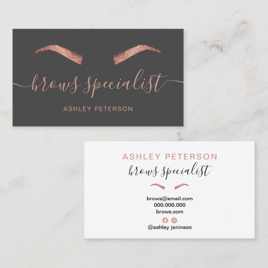 シックモダンバラ金ゴールドブロートレンディーグレー 名刺 (正面/裏面)