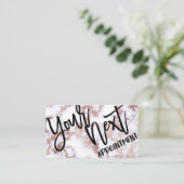 シックモダンバラ金ゴールドホワイトマーブルストーンパターン 予約カード (スタンド正面)