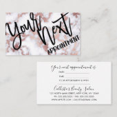 シックモダンバラ金ゴールドホワイトマーブルストーンパターン 予約カード (正面/裏面)