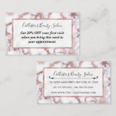 シックモダンバラ金ゴールドホワイトマーブルストーンパターン 割引カード (正面/裏面)