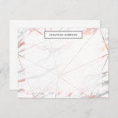 シックモダンバラ金ゴールド銅グレージオメトリックマーブル ノートカード (正面/裏面)