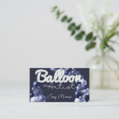 シックモダンバルーンアーティスネイビーブルーシルバー 名刺 (スタンド正面)