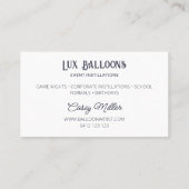 シックモダンバルーンアーティスネイビーブルーシルバー 名刺 (裏面)