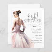 シックモダンバレエブライダルシャワー予算招待状 (正面/裏面)