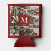 シックモダンバーガンディ写真集コラージュ記念 缶クーラー (正面)