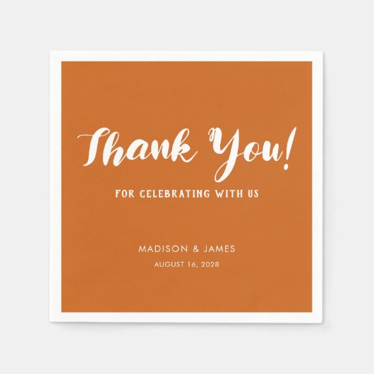 シックモダンバーニングオレンジの台本ありがとうござ結婚う スタンダードカクテルナプキン (正面)