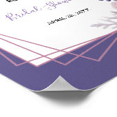 シックモダンパエレガントープルフローラブライダルシャワー ポスター (角)