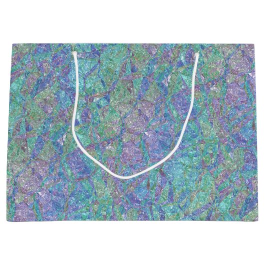 シックモダンパステルカラーズマーブルモザイクパターン ラージペーパーバッグ (正面)