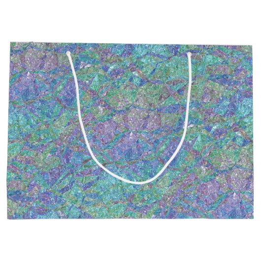 シックモダンパステルカラーズマーブルモザイクパターン ラージペーパーバッグ (裏面)