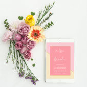 シックモダンパステルピンククリーム金ゴールドスクリプ結婚ト 招待状