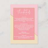 シックモダンパステルピンク&イエロー結婚ズ詳細 エンクロージャーカード (正面)