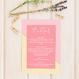 シックモダンパステルピンク&イエロー結婚ズ詳細 エンクロージャーカード