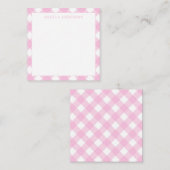 シックモダンパステル赤面ピンクジンガムプレイドチェック ノートカード (正面/裏面)