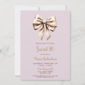シックモダンパープルコケットボウスウィート16 招待状 (正面)