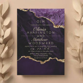 シックモダンパープル結婚ズ金ゴールドアゲート結婚ス 招待状