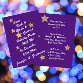 シックモダンパープル金ゴールドスターグルービーホリデーパーティー 招待状
