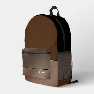 シックモダンビジネスブラウン プリントバックパック