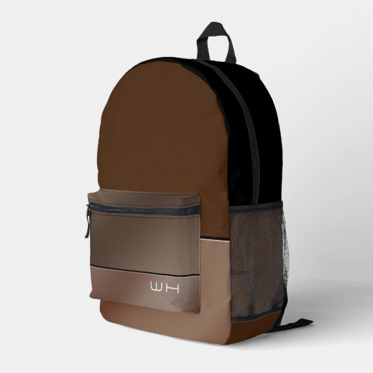 シックモダンビジネスブラウン プリントバックパック (裏面右端)