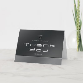 シックモダンビジネスブラックシルバー サンキューカード