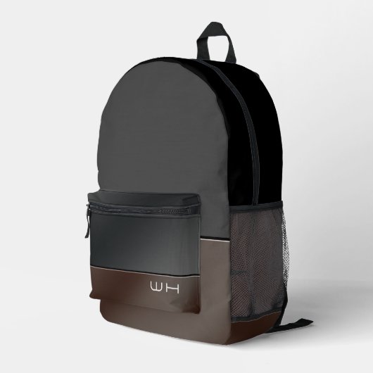 シックモダンビジネスブラック プリントバックパック (裏面右端)