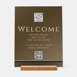 シックモダンビジネスロゴブラウン アクリルサイン