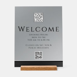 シックモダンビジネスロゴブラックグレー アクリルサイン