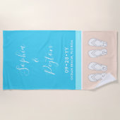 シックモダンビーチ結婚式ハネムーン記念日 ビーチタオル (正面)