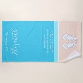 シックモダンビーチ結婚式ハネムーン記念日 ビーチタオル (正面)