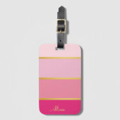 シックモダンピストライプンク金ゴールド名 ラゲッジタグ (正面縦)