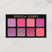 シックモダンピンクアイシャドーパレートメイクアップアーティスト 名刺 (正面)