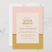 シックモダンピンクアンドマスタードイエローブライダルシャワー 招待状 (正面)