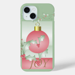 シックモダンピンクグリーンクリスマスジョイ iPhone 15ケース