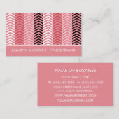 シックモダンピンクシェブロンストライプフィットネストレーナー 名刺 (正面/裏面)