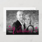 シックモダンピンクスクリプトハート白黒写真 シーズンポストカード (正面/裏面)