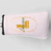 シックモダンピンクスポーツ愛好家ゴルファーモノグラム ゴルフヘッドカバー (正面)