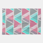 シックモダンピンクティール(緑がかった色)金ゴールド幾何三角形 キッチンタオル (横)