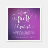 シックモダンピンクパープルグラデーションおもしろいファクトレディ スタンダードカクテルナプキン (正面)