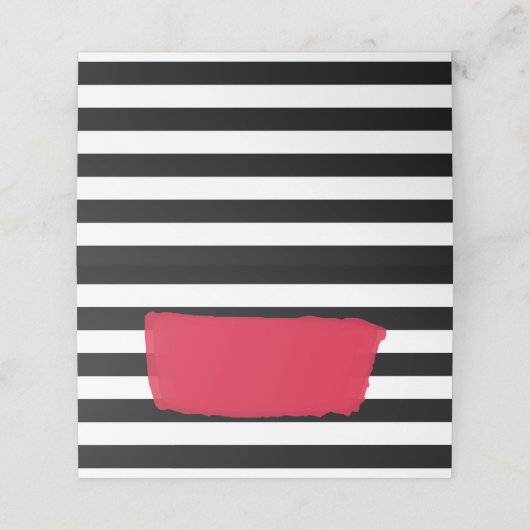 シックモダンピンクブラックとホワイトのストライプ プレイスカード (外部開封)