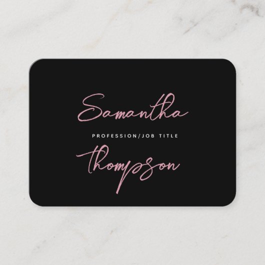 シックモダンピンクブラックプロフェッショナルスクリプト 名刺 (正面)