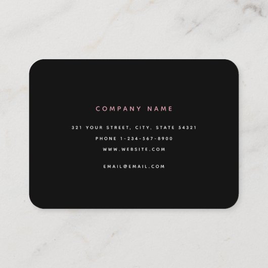 シックモダンピンクブラックプロフェッショナルスクリプト 名刺 (裏面)