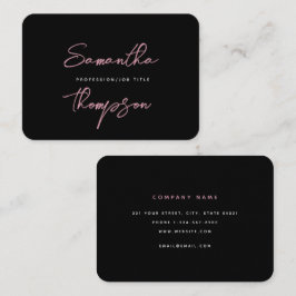 シックモダンピンクブラックプロフェッショナルスクリプト 名刺