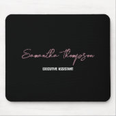 シックモダンピンクブラックミニマリストスクリプト マウスパッド (正面)