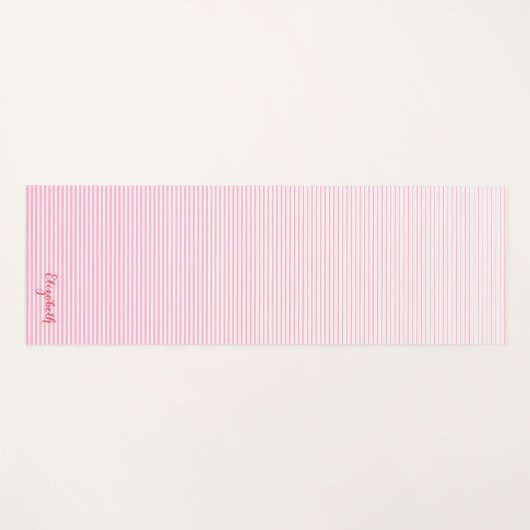 シックモダンピンクホワイトストライプエクササイズ ヨガマット (正面(横))