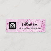 シックモダンピンクマーブルイ後を追ンスタグラムQRコード スキニー名刺 (正面)
