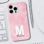 シックモダンピンクマーブルウォーターカラーモノグラム iPhone 15 PRO MAXケース<br><div class="desc">シックモダンピンク大理石の水色モノグラムiPhone 15 Pro最大ケース。おもしろいとシンプルイニシャルと名前のモノグラムケース。今はピンク、黒、白の色だが、どんな色でも好きな色に切り替えることができる！白い水の色のパターンは、背景に選択した色の上に重ねて表示されたままになる。プロフェッショナルのためのモダンとスクリプトタイポグラフィのミックスがシックな外観。</div>